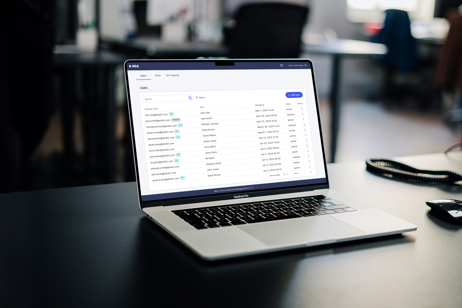 User management mock-up